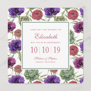Invitation Aquarelle   Eucalyptus & Anémones - Bridesmaid