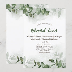Invitation Aquarelle Eucalyptus Dîner de répétition de verdur