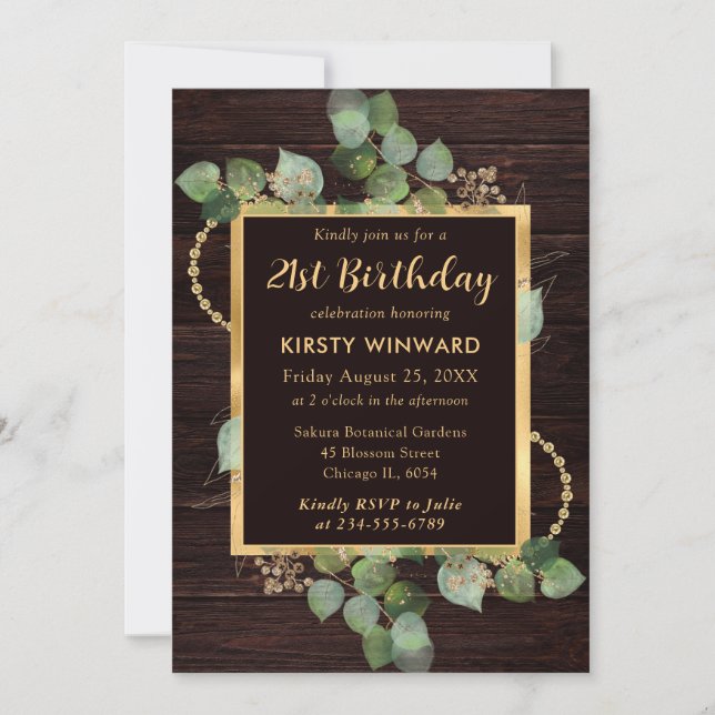 Invitation Aquarelle Eucalyptus et verdure Anniversaire (Devant)
