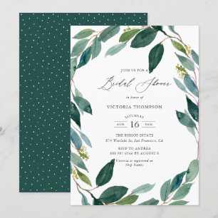 Invitation Aquarelle Eucalyptus Fête des mariées de couronne