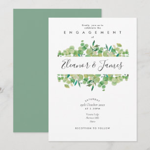 Invitation Aquarelle Eucalyptus Fiançailles de verdure