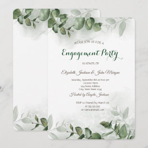 Invitation Aquarelle Eucalyptus Fiançailles de verdure