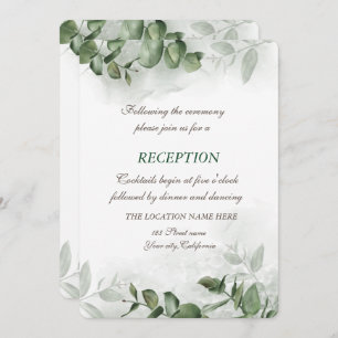 Invitation Aquarelle Eucalyptus Greenery Réception de mariage