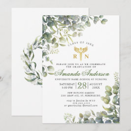 Invitation Aquarelle Eucalyptus Infirmière Diplôme de l'école