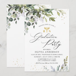 Invitation Aquarelle Eucalyptus Infirmière Diplôme de l'école