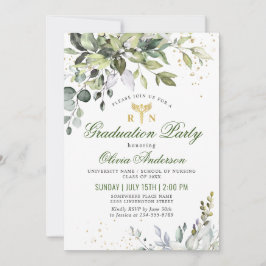 Invitation Aquarelle Eucalyptus Infirmière Diplôme de l'école