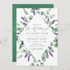 Invitation Aquarelle Eucalyptus Lavender Mariage de verdure