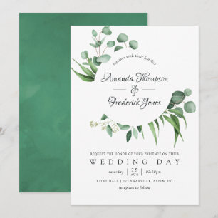 Invitation Aquarelle Eucalyptus Mariage de verdure