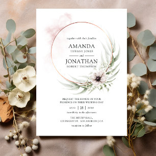 Invitation Aquarelle Eucalyptus Mariage géométrique
