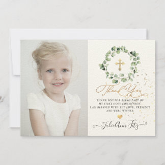 Invitation Aquarelle Eucalyptus Merci Communion