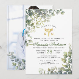 Invitation Aquarelle Eucalyptus PHOTO Diplôme en soins infirm