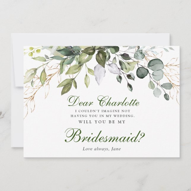 Invitation Aquarelle Eucalyptus Serez-Vous Ma Femme D'Accueil (Devant)