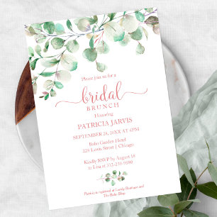 Invitation Aquarelle Eucalyptus Verdure Brunch nuptial