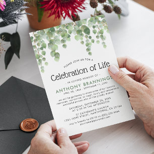 Invitation Aquarelle Eucalyptus Verdure Célébration de la vie