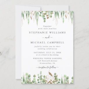 Invitation Aquarelle Eucalyptus Verdure Mariage moderne
