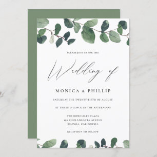 Invitation Aquarelle Eucalyptus Verdure Mariage moderne