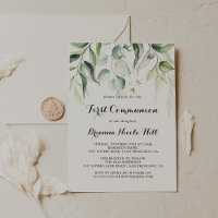 Aquarelle Eucalyptus Verdure Première communion