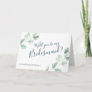 Invitation Aquarelle Eucalyptus Veux-tu être ma demoiselle d'