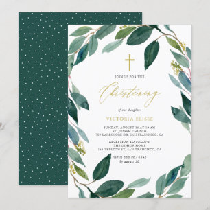 Invitation Aquarelle Eucalyptus Wreath Christing