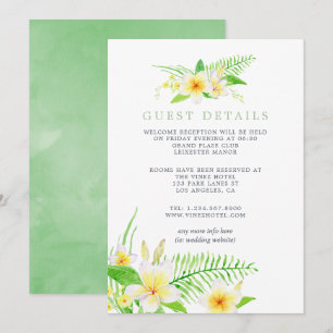 Invitation Aquarelle exotique Frangipani Mariage Détails sur 