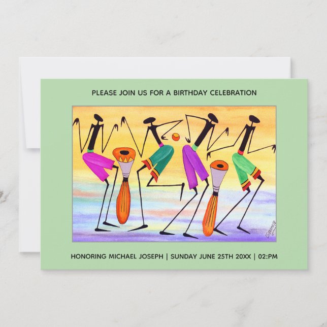 Invitation Aquarelle exprimant le bonheur (Devant)