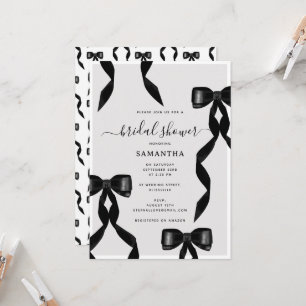 Invitation Aquarelle fantaisie Bow noir Fête des mariées offi