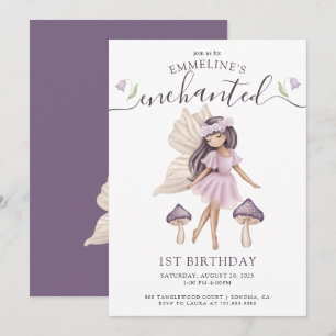 Invitation Aquarelle fée enchantée 1er anniversaire