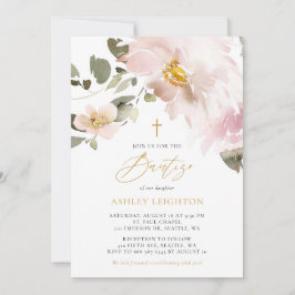 Invitation Aquarelle féminine Fleurs de Blush Girl Bautizo