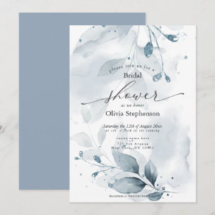 Invitation Aquarelle Fête des mariées Bleu rustique