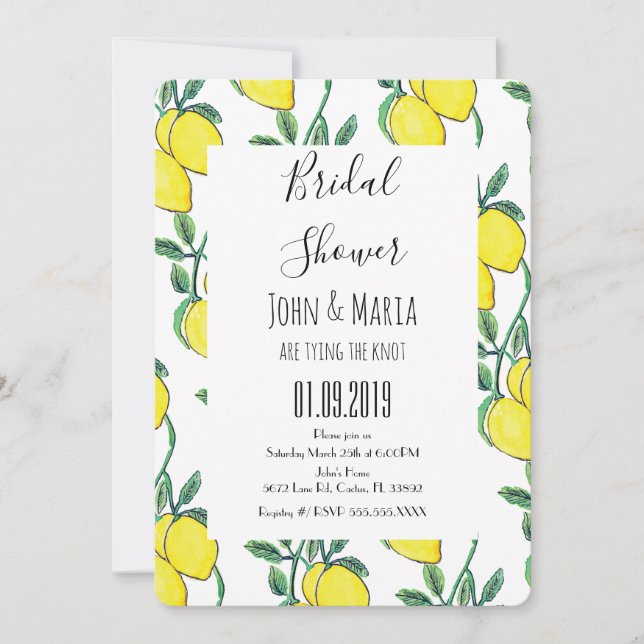 Invitation Aquarelle Fête des mariées de Bunch Vert citron (Devant)