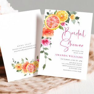 Invitation Aquarelle Fête des mariées de fleurs orange rose v