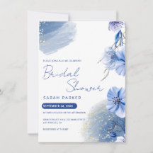 Aquarelle Fête des mariées Fleurs Bleues