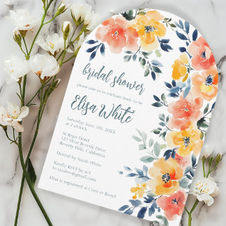 Invitation Aquarelle Fête des mariées florale Arche PERSONNAL