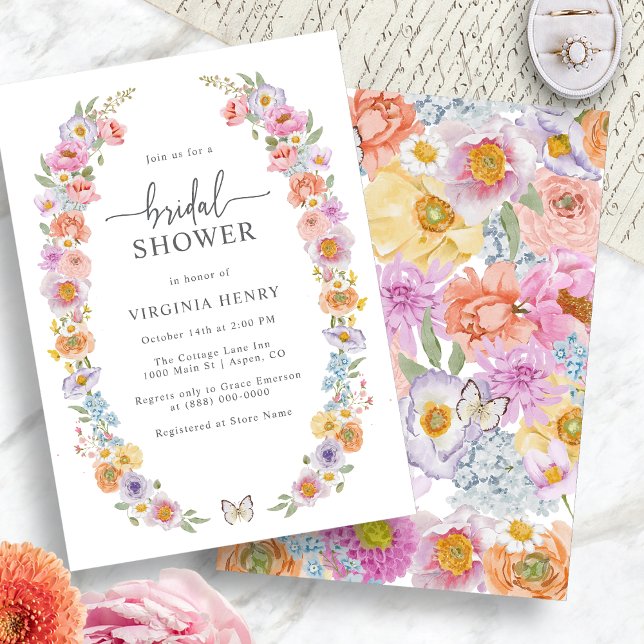Invitation Aquarelle Fête des mariées florale brillante (Watercolor Bright Floral Bridal Shower Invitation by Painted Paperie
)
