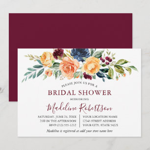 Invitation Aquarelle Fête des mariées florale mixte Bourgogne