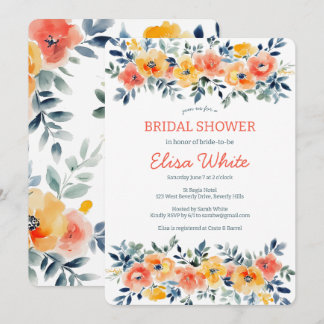 Invitation Aquarelle Fête des mariées florale PERSONNALISÉE