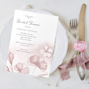 Invitation Aquarelle Fête des mariées florale rose pâle