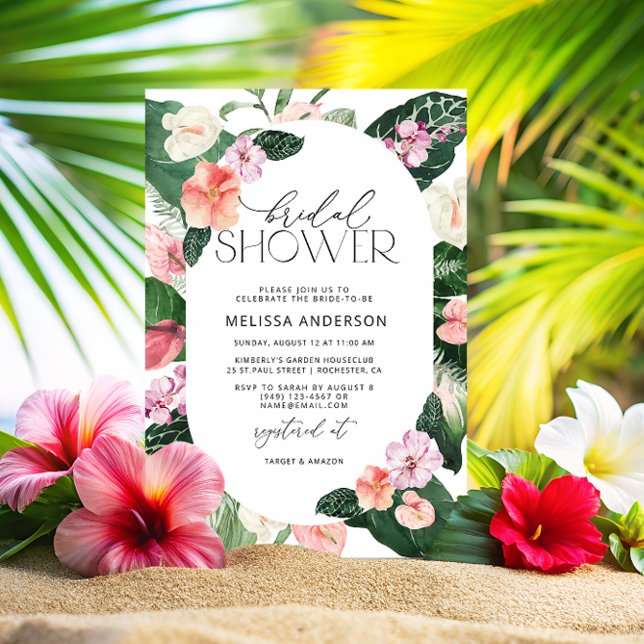Invitation Aquarelle Fête des mariées florale tropicale (Créateur téléchargé)