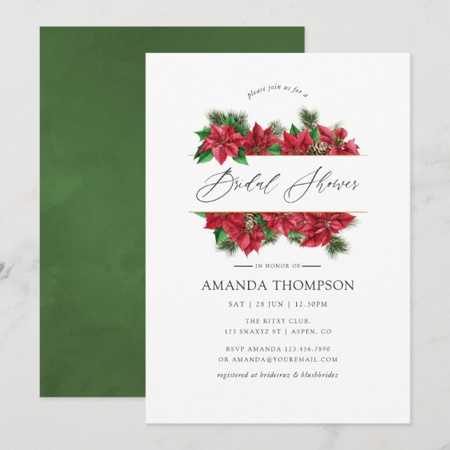Invitation Aquarelle Fête des mariées géométrique de Noël (Devant / Derrière)
