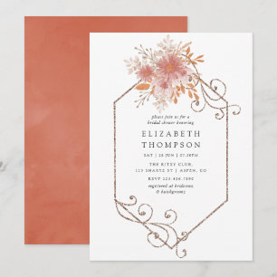 Invitation Aquarelle Fête des mariées géométrique en terre cu