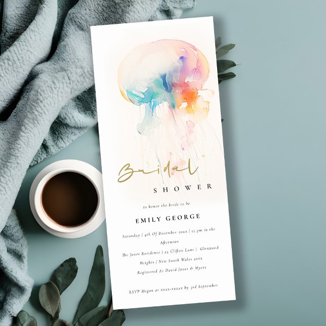 Invitation Aquarelle Fête des mariées méduse sous-marine (Créateur téléchargé)