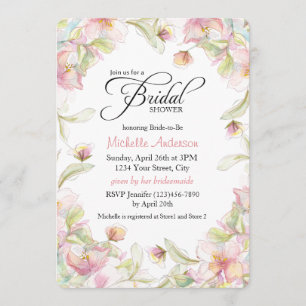 Invitation Aquarelle Fête des mariées Pastel Cadre Floral