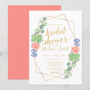 Invitation Aquarelle Fête des mariées Terrarium Succulent