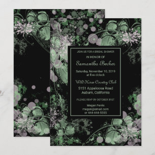 Invitation Aquarelle Fête des mariées végétale verte et rose