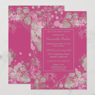 Invitation Aquarelle Fête des mariées végétale verte et rose