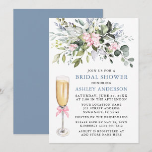 Invitation Aquarelle Fête des mariées vert Dusty bleu rose