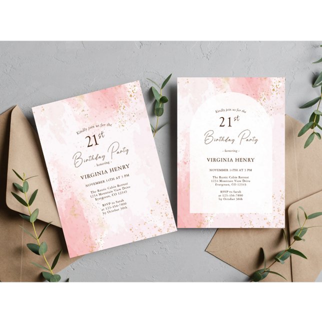 Invitation Aquarelle fête du 21e anniversaire (Créateur téléchargé)