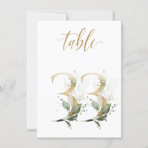 Invitation Aquarelle Feuillage vert et or, numéro de tableau 