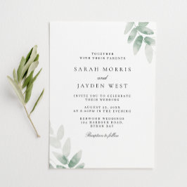 Invitation Aquarelle Feuille verte Mariage moderne