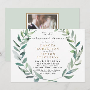 Invitation Aquarelle Feuilles 06 Dîner de répétition Invitati